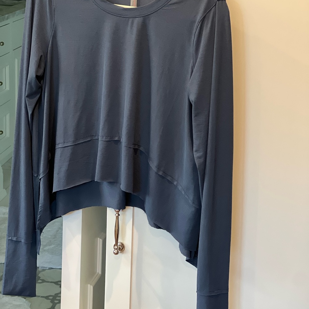 Asymmetrical Blue Long Sleeve Sweatshirt
